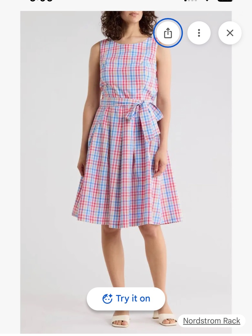 Tommy Hillfiger Sleeveless Pink & Blue Plaid A-Line Dress